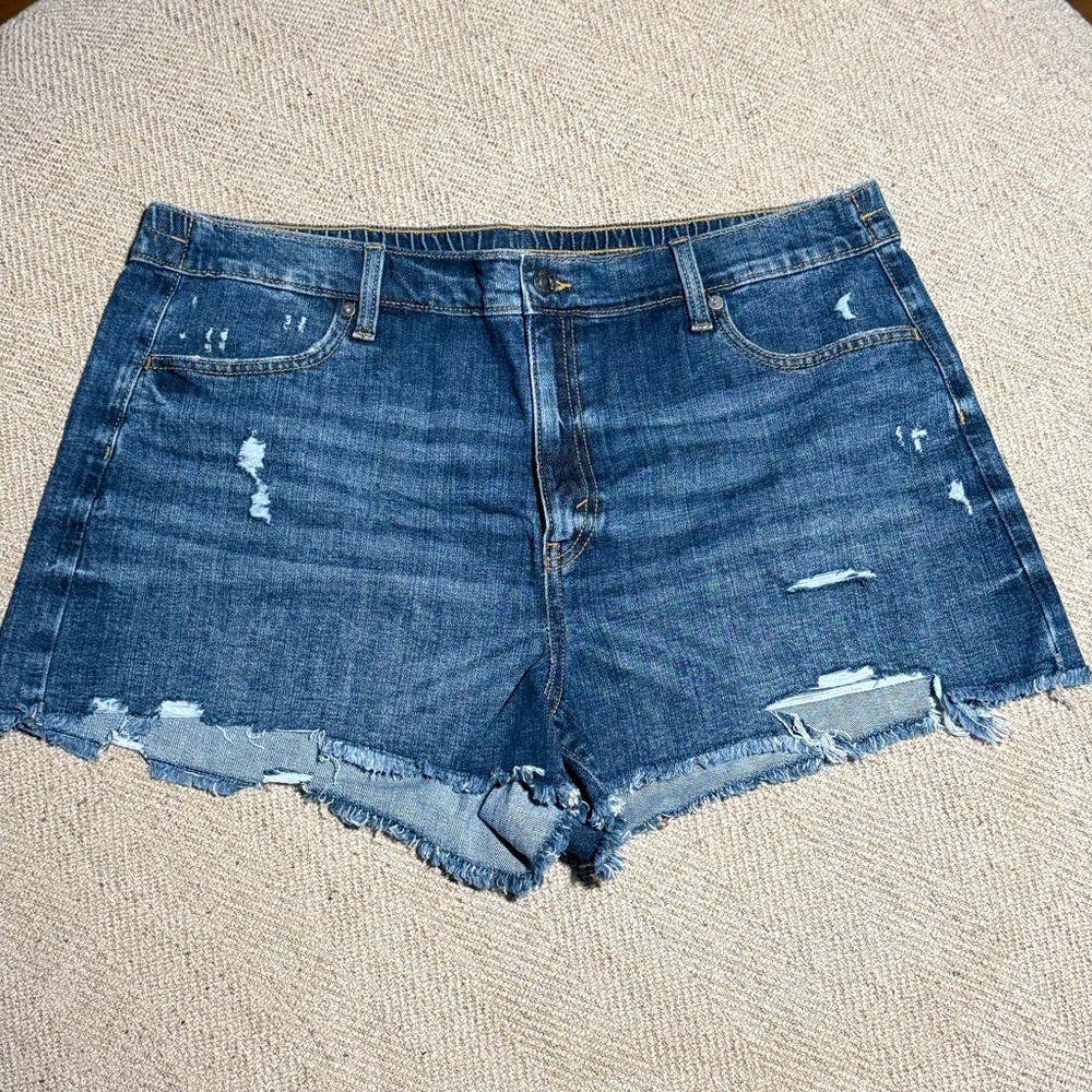 Aerie Frayed Hem Blue Jean Shorts